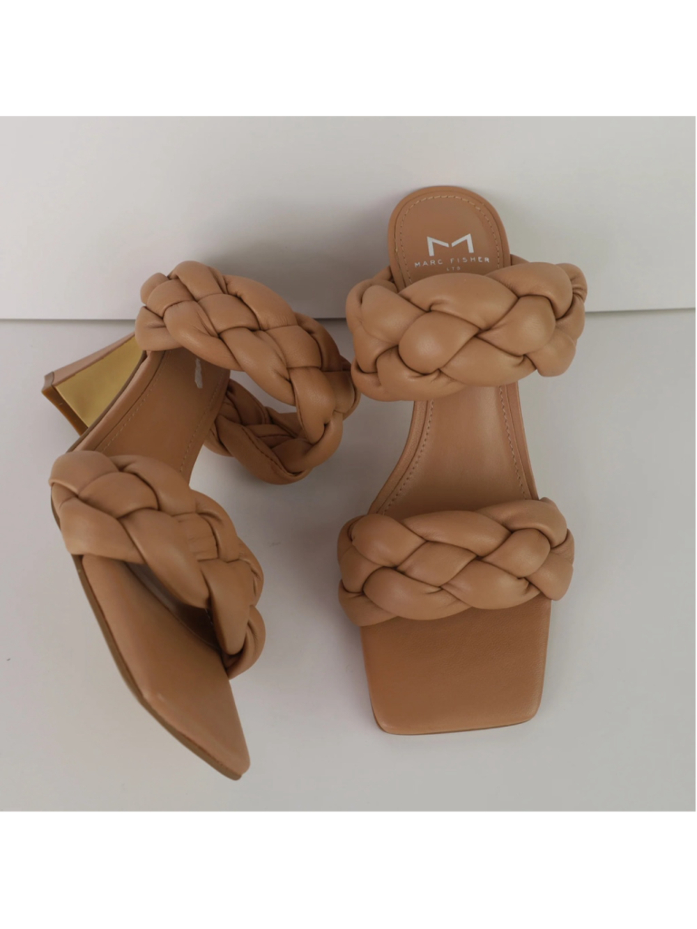 Marc Fisher LTD Hammy Sandals Womens 6.5M Natural Braided Leather Heels 0478 - Picture 9 of 15